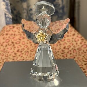 Crystal Angel Figurine with Gold Accent